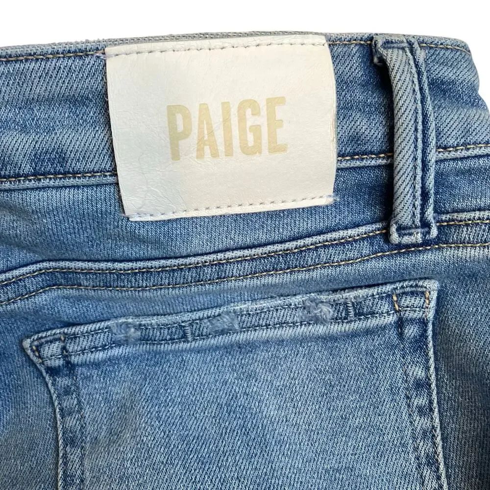 Paige Sz 27 Laurel Canyon Jeans in Nostalgia Wash Bootcut Distressed Light Wash